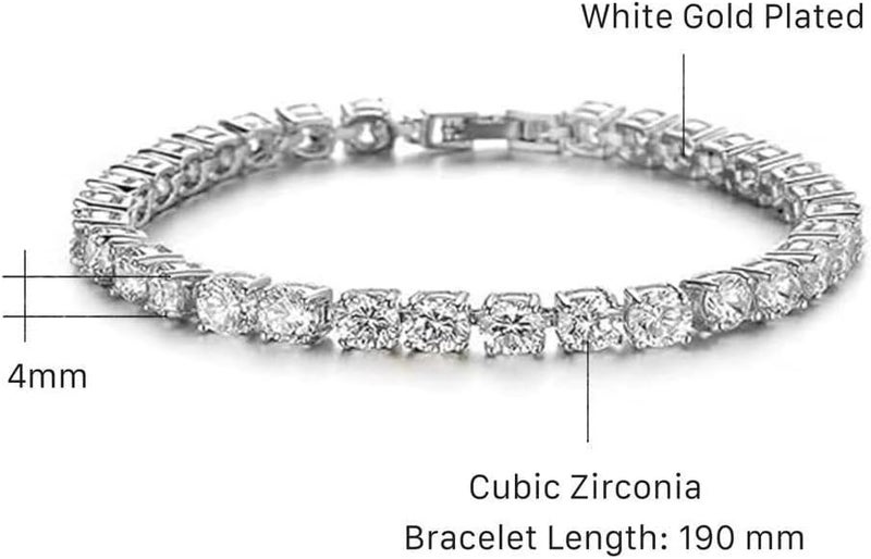 ElegGlo 14K Silver Plated Tennis Bracelet Set Cubic Zirconia Classic Adjustable Bracelet Silver Bracelets for Women Birthday Mother's Day Wedding Gift - Image 2